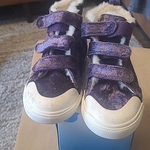 Dark purple velvet boot shoes
